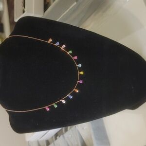 925 Sterling Silver Multi-Color Small Drops Necklace